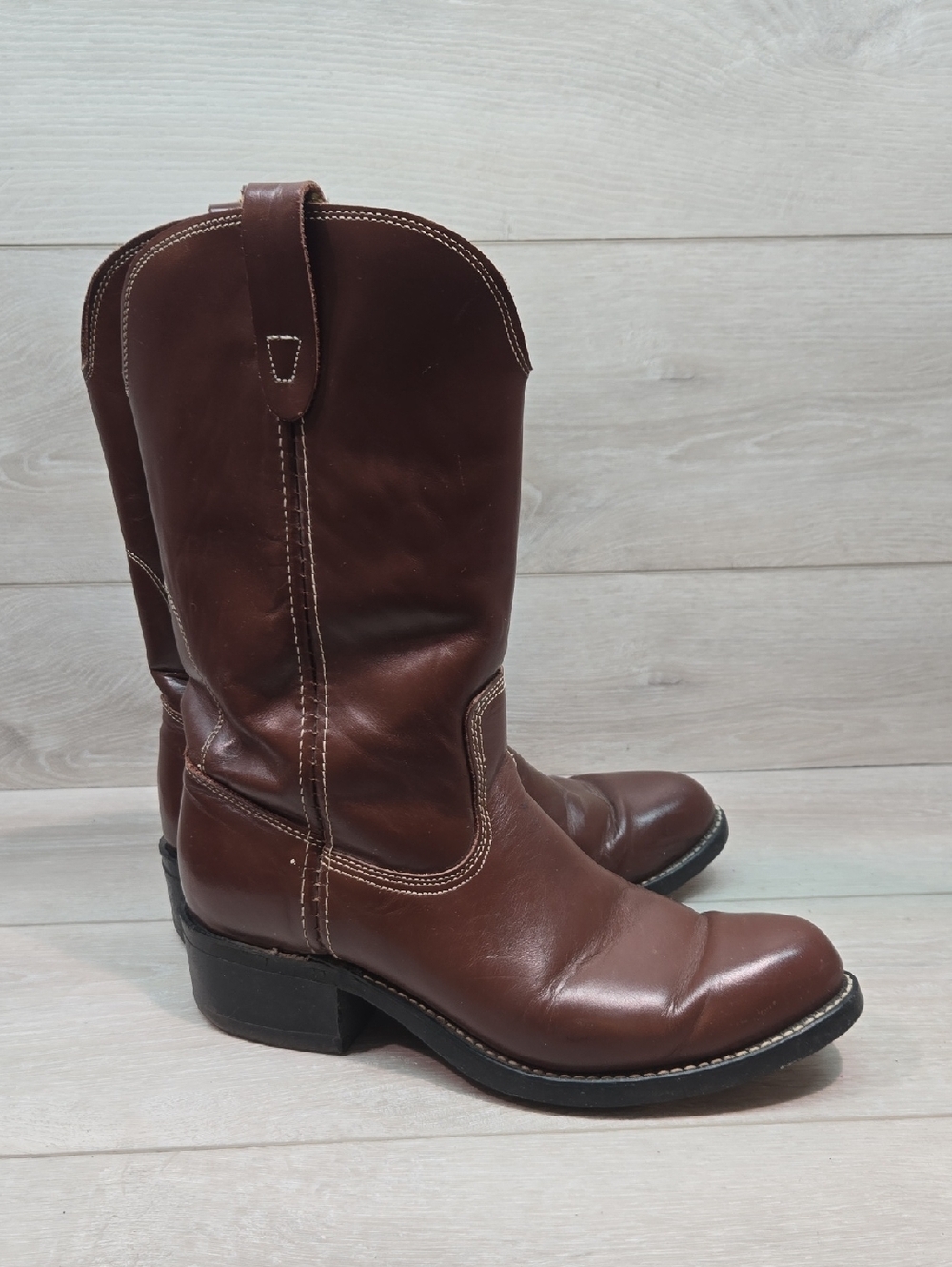 Vintage Texas Women's 8057 Brown Leather Western Boots Shoes Sz 8 EE